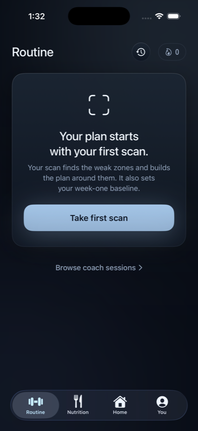 The AbScan routine tab, showing the training plan.